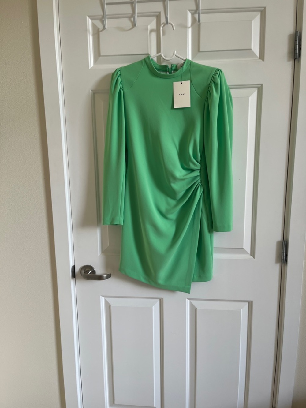 A.L.C. Green Long-Sleeve Ruched Mini Dress size 2